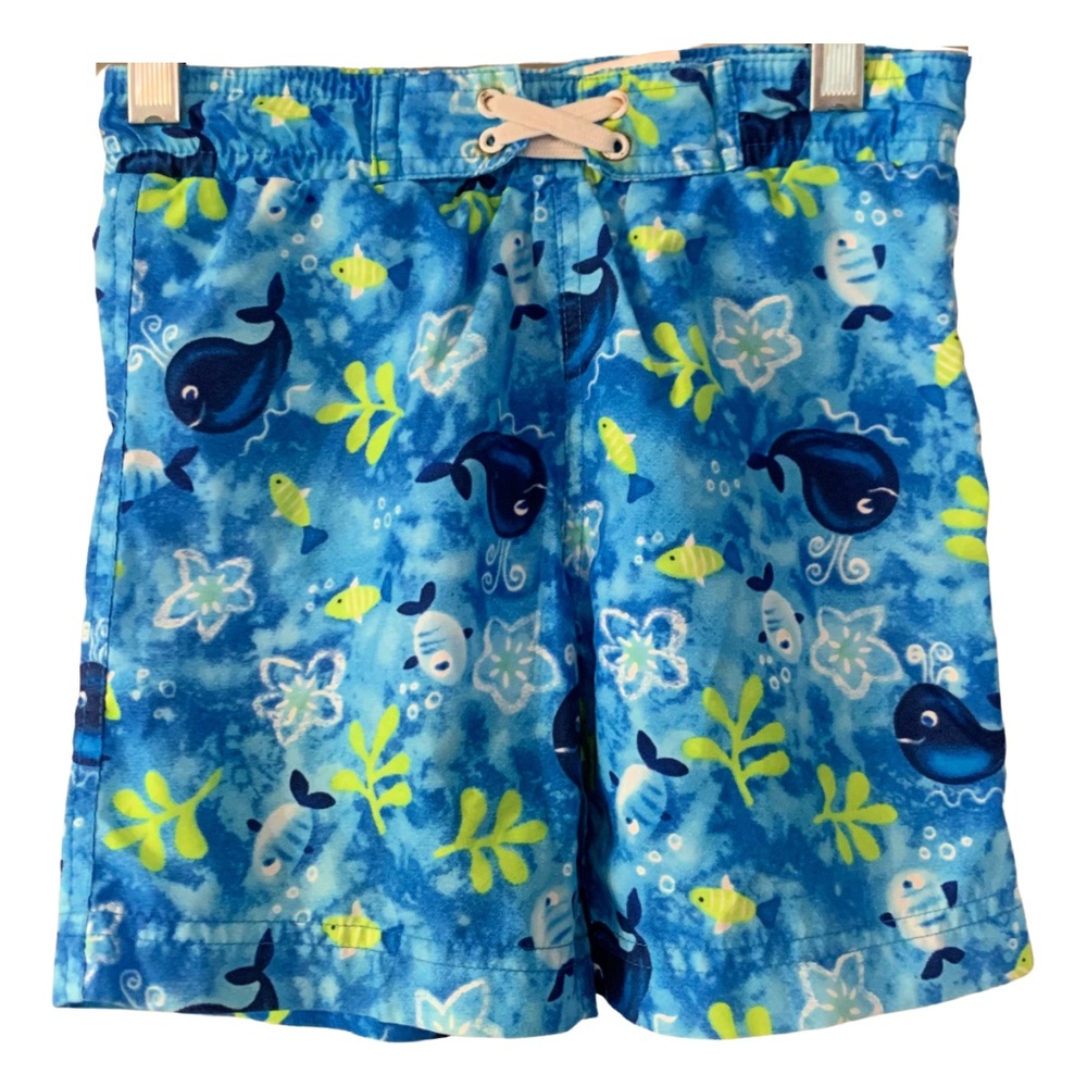 Swim Trunks Baby Boy 12 Month Mesh Brief Lining Elastic Waist Blue Whales Ocean
